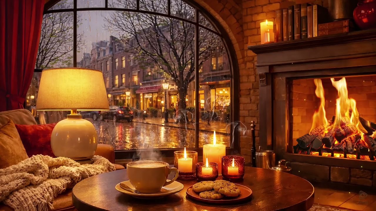 Rainy Hotel Lobby Lounge 🌧 Gentle Jazz Piano | Elegant Evening Ambience