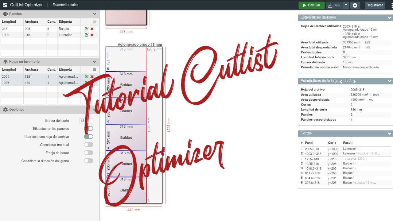 Tutorial  básico de Cutlist Optimizer