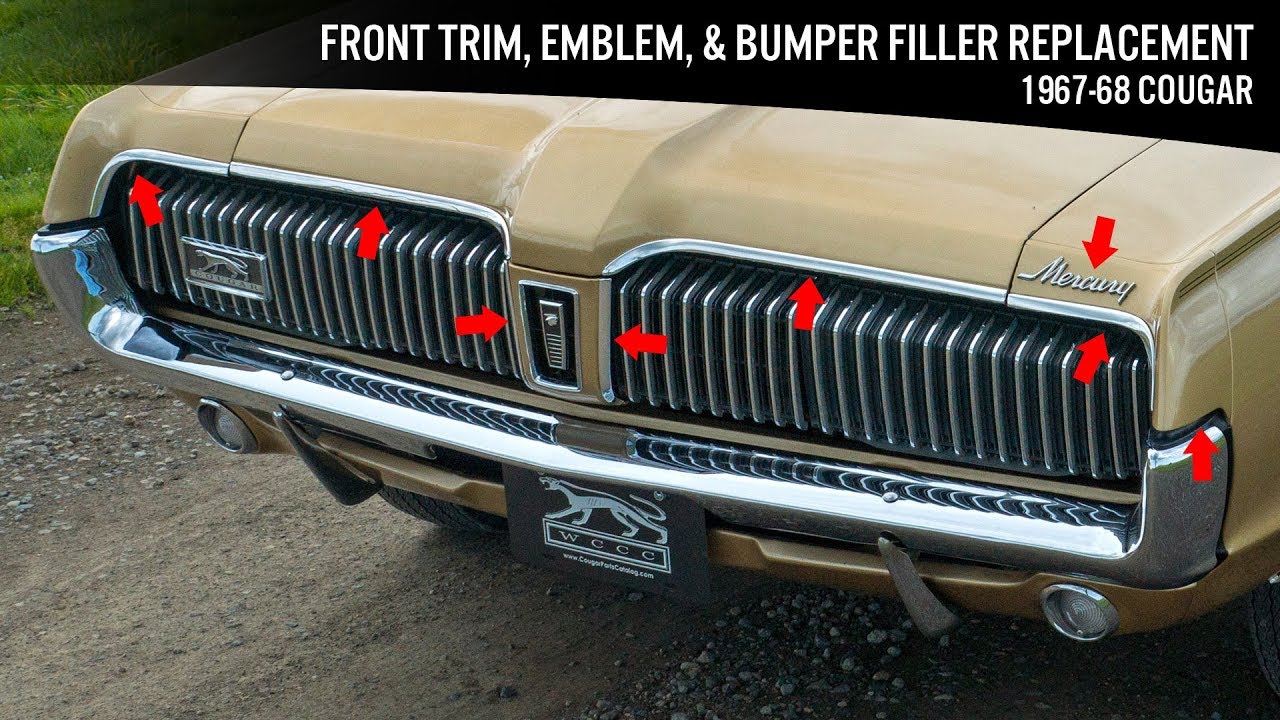 Front Aluminum Trim, Emblem, & Bumper Rubber Replacement: 1967-68 Cougar