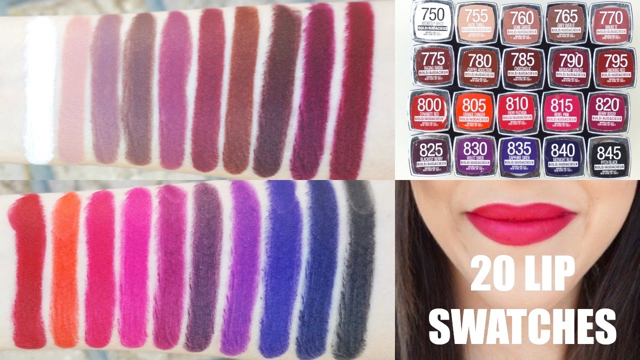 Maybelline Loaded Bolds Lipstick + Lip Swatches of ALL 20 SHADES