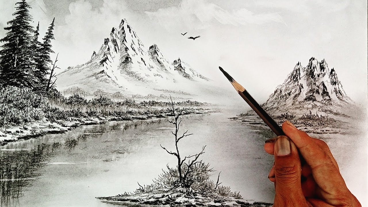 GP Like is going live! pencil drawing landscape scenery.