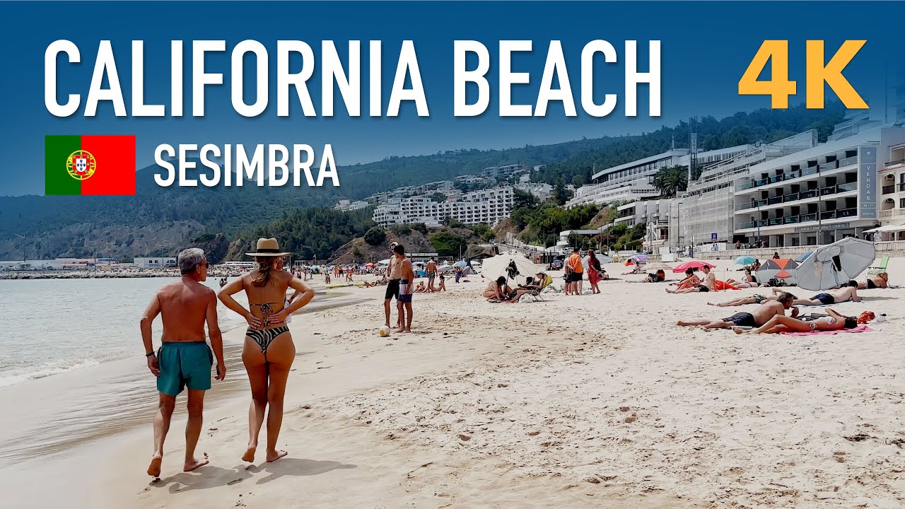 Beautiful Seaside Town Near Lisbon | Sesimbra Walking Tour to California Beach 4K