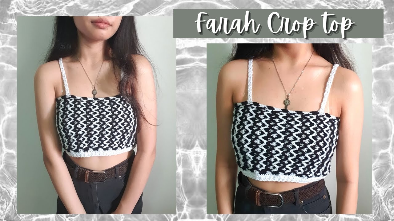 Easy Crochet Top : Farah Crop Top : Diamond Stitch : Closed Back