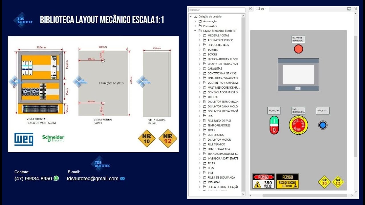 Biblioteca  Layout Mecânico Escala 1.1 Cotas em Milímetros
