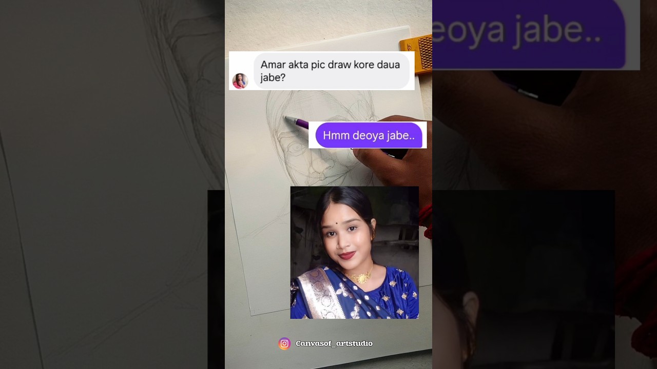 Freehand portrait drawing in 30s 😱 art by Dip Halder | canvasof_artstudio 