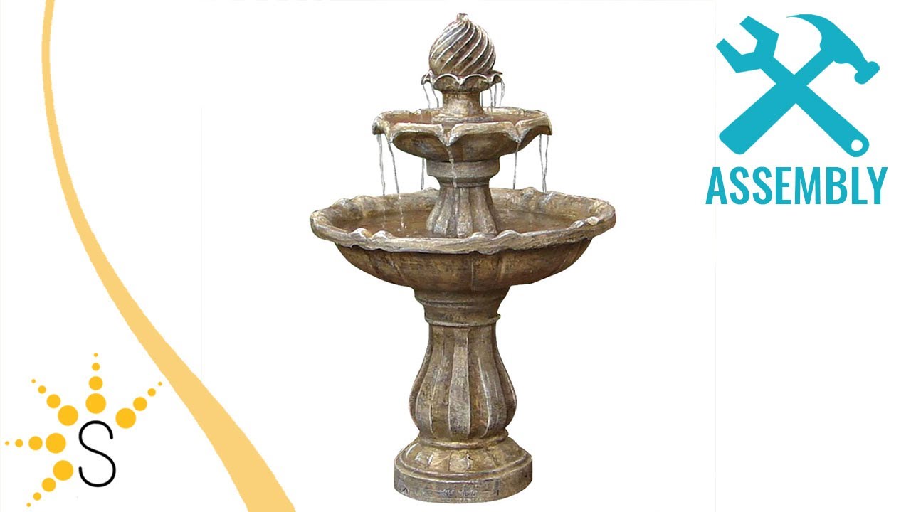 Sunnydaze Two Tier Solar with Battery Backup Outdoor Water Fountain - AMP-F802ERTH *