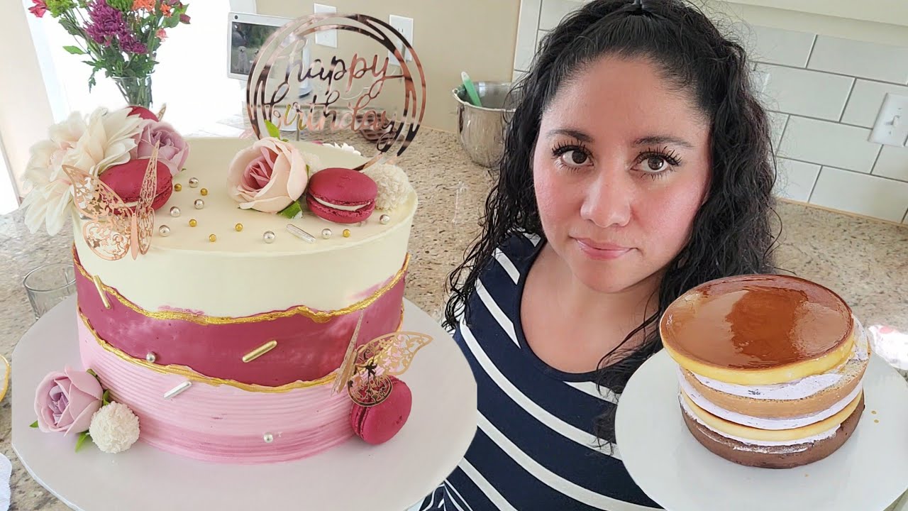 Mi pastel de cumpleaños, Relleno de flan y crema de blueberry 3 leches