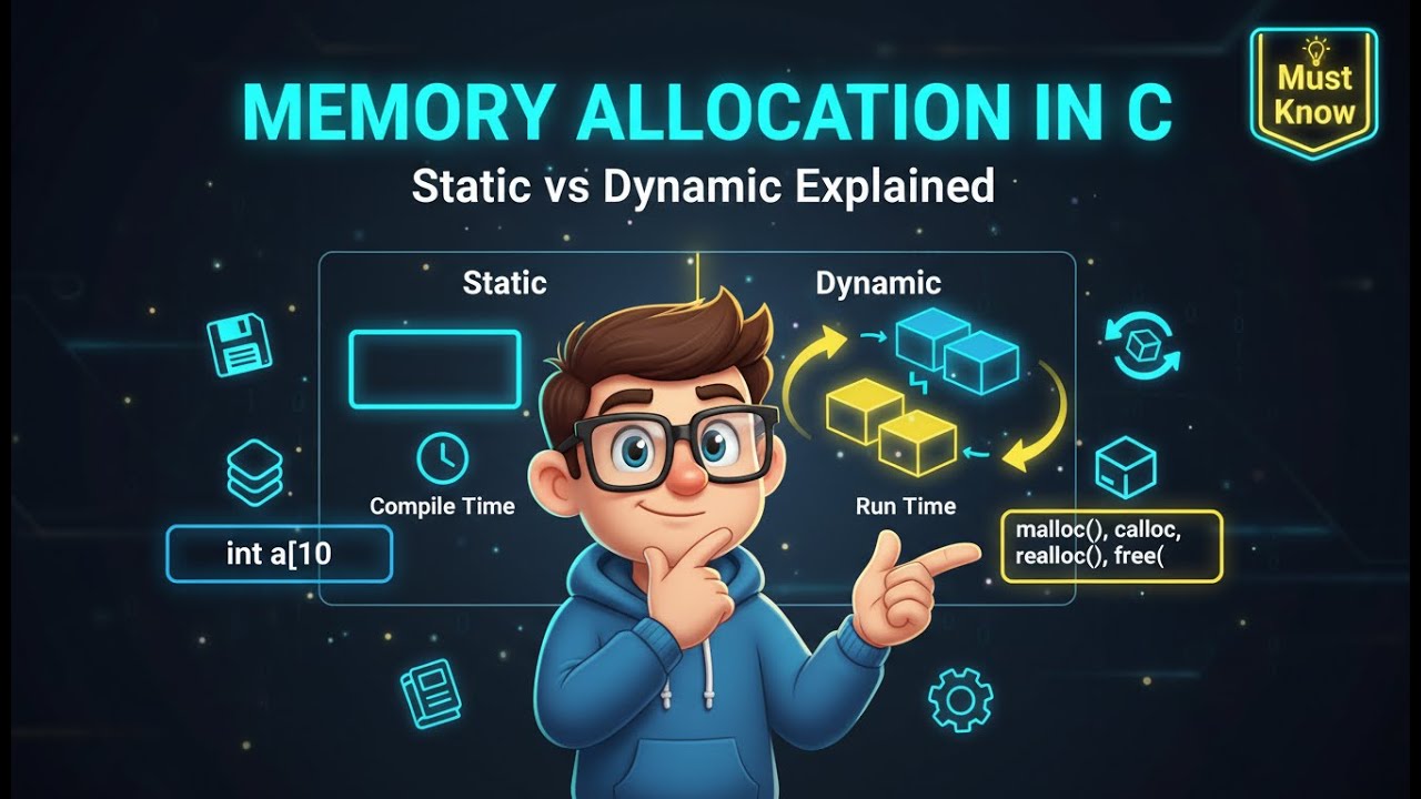 Static vs Dynamic Memory Allocation in C — Complete Beginner’s Guide