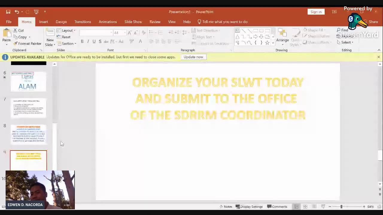 EARTHQUAKE DRILL ORIENTATION CUM ORGANIZATION OF SLWT