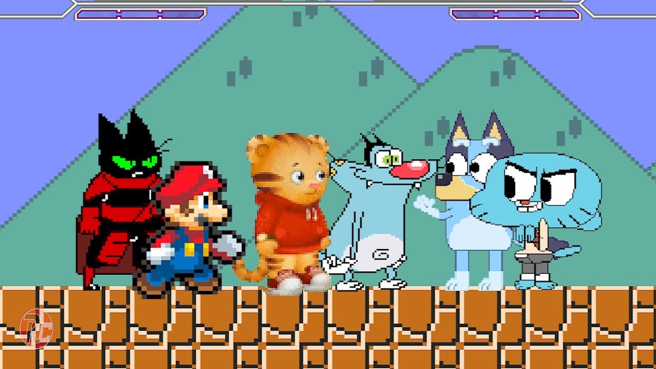 Team SUPER BETTERMARIO, MAO MAO and  DANIEL TIGER  vs  BLUEY, GUMBALL and OGGY | best of 3