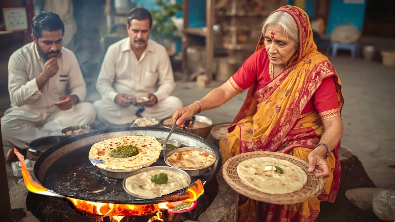 INSIDE LAHORE OLD WOMEN SELLING REAL DESI BREAKFAST 😍 | AUTHENTIC SAAG PARATHA– STREET FOOD PAKISTAN