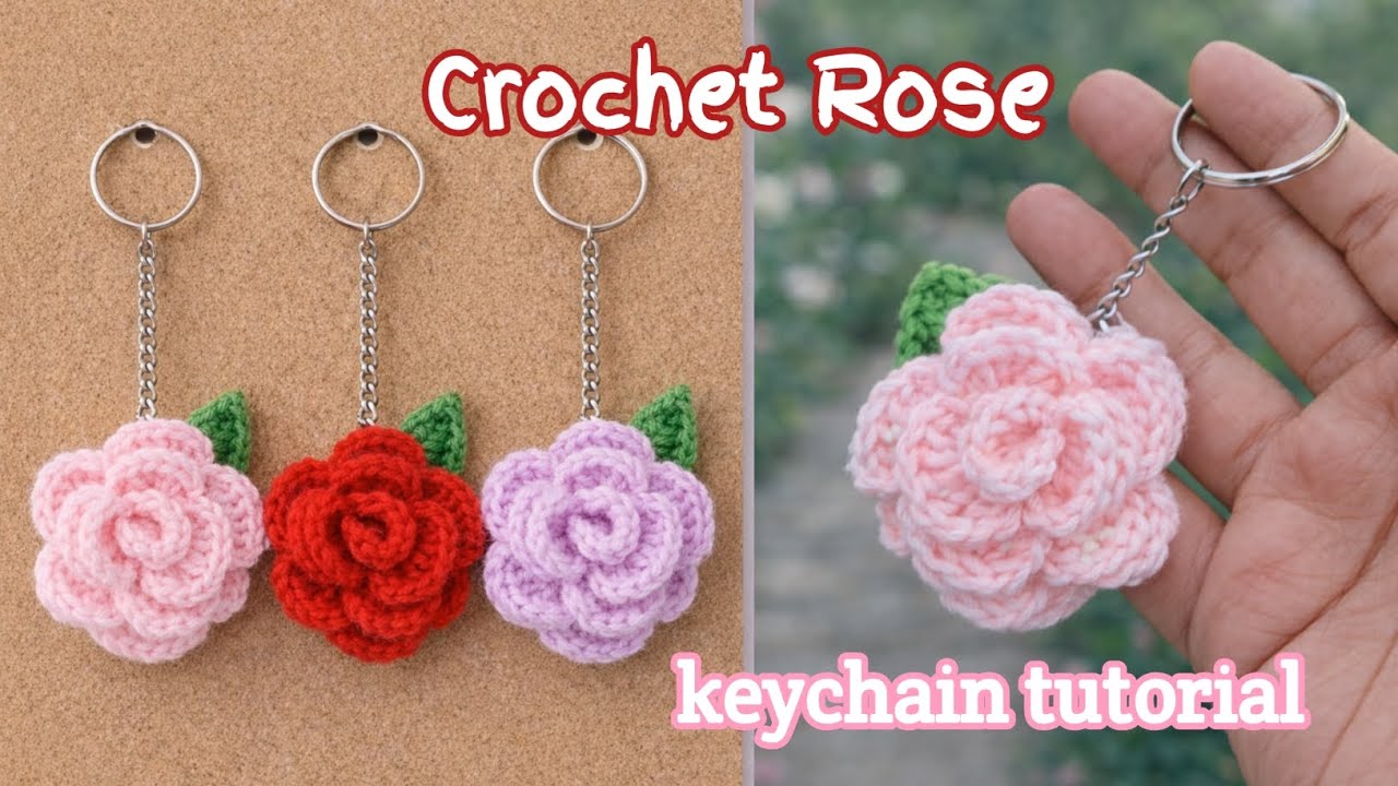 🌹 Crochet Rose Keychain 🧶 | Easy Rose Keychain | Beautiful Handmade Craft ✨