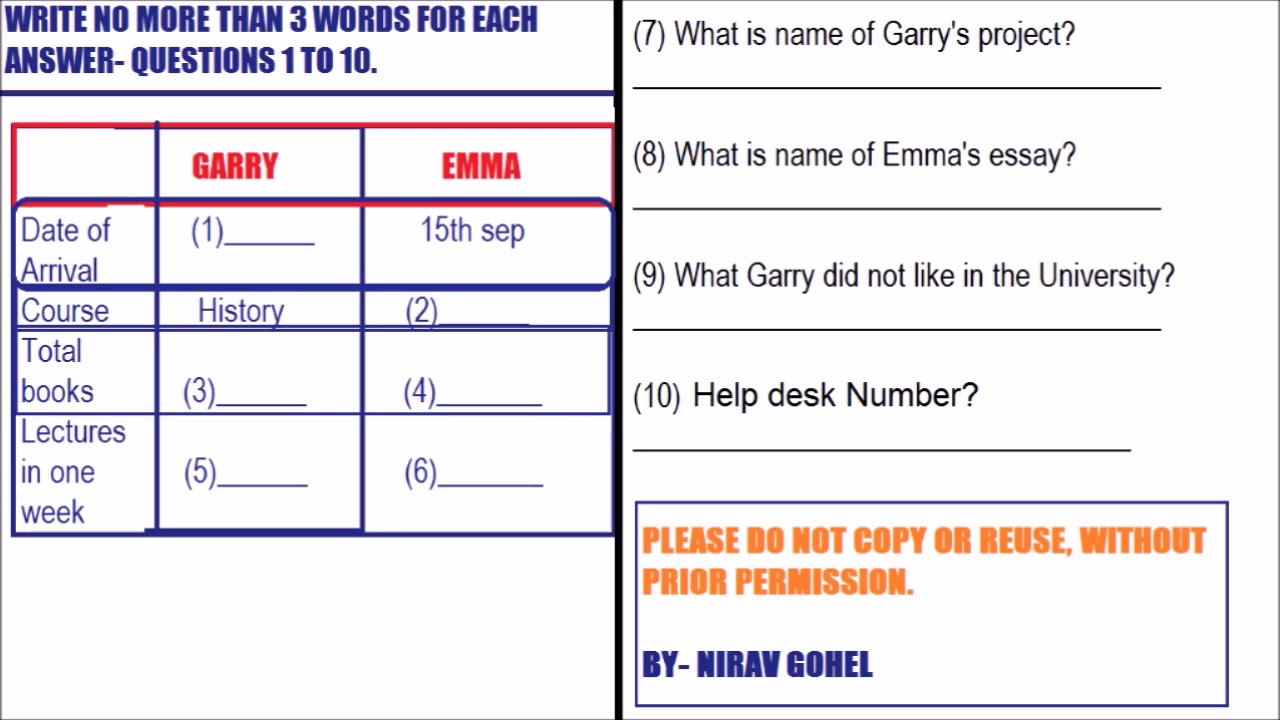 IELTS Listening practice  Short answers || 1
