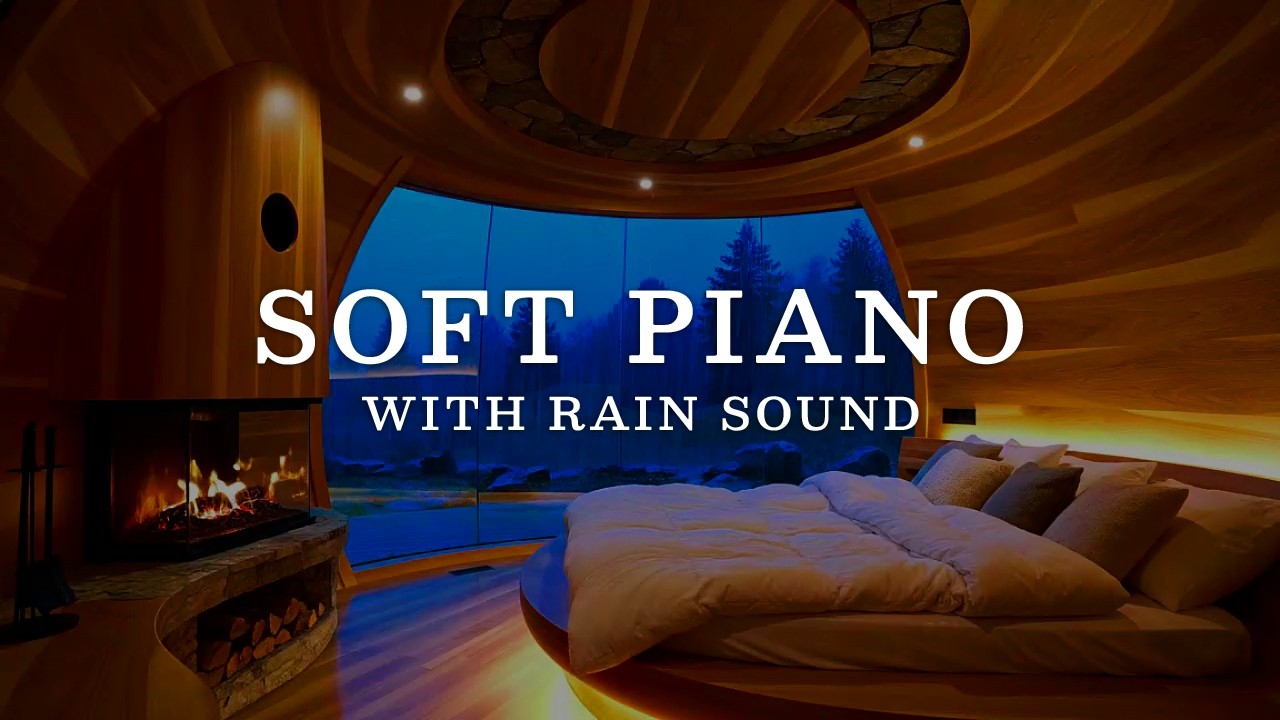 Deep Sleep for a Peaceful Rainy Day 🌧️ Crackling Fireplace + Soft Piano for Stress Relief, Healing 🔥