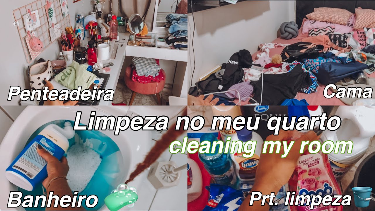 FAXINA NO MEU QUARTO 🪣🧽 ( cleaning my room ) Banheiro estilo ASMR ✨