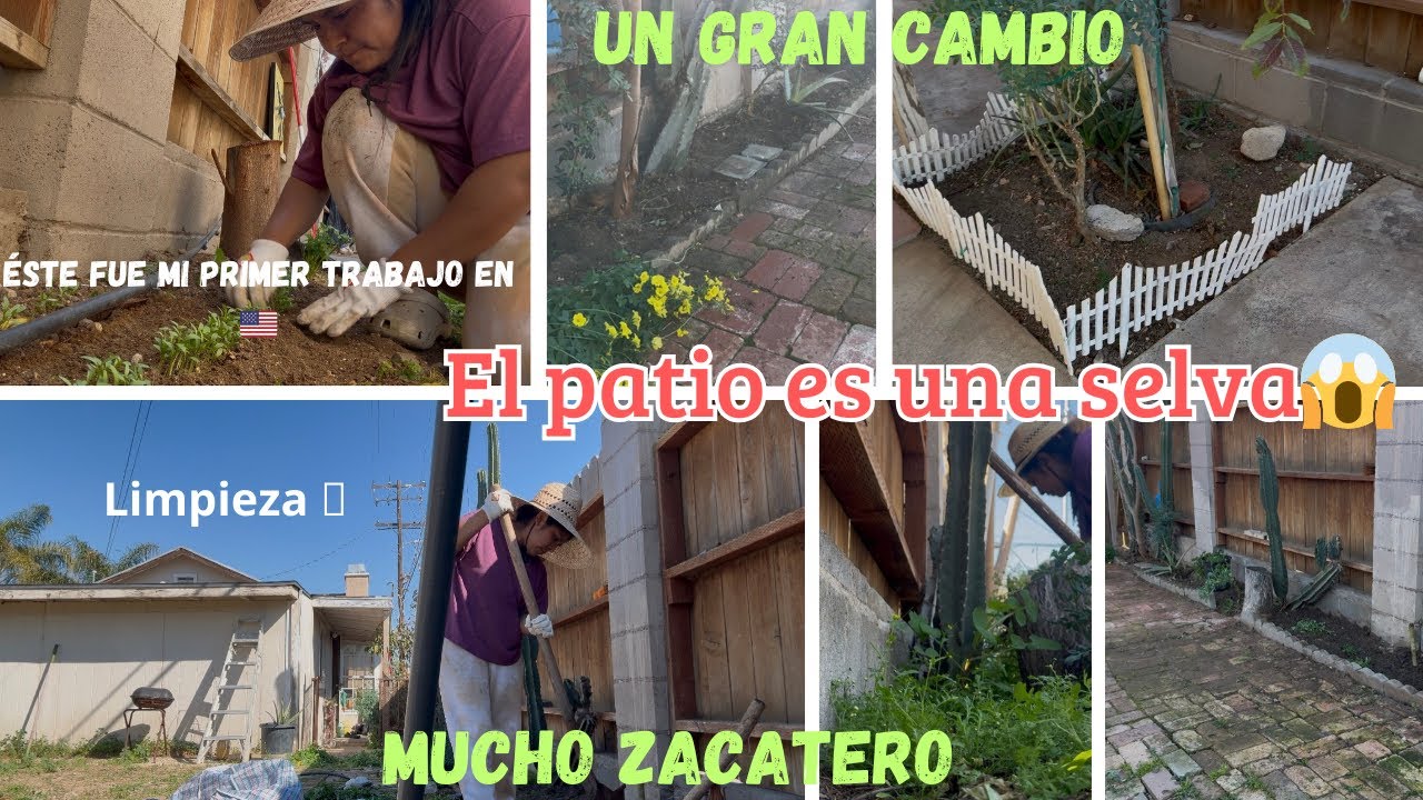 Este fue mi primer trabajo en 🇺🇸  el patio es una selva 😅🤭 motivate a limpiar conmigo 🪏🧹￼￼
