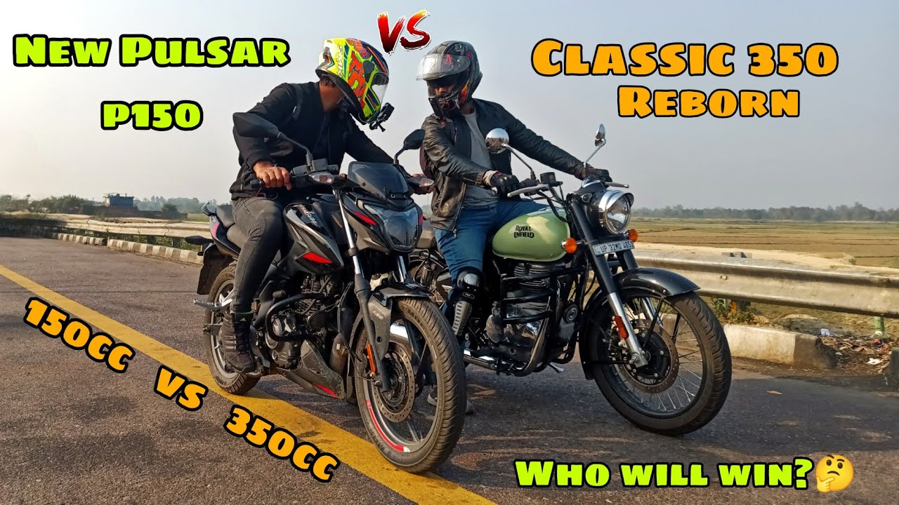 Bajaj Pulsar P150 vs Royal Enfield Classic350 Reborn Drag Race 🔥 | 350cc vs 150cc who will win?😱