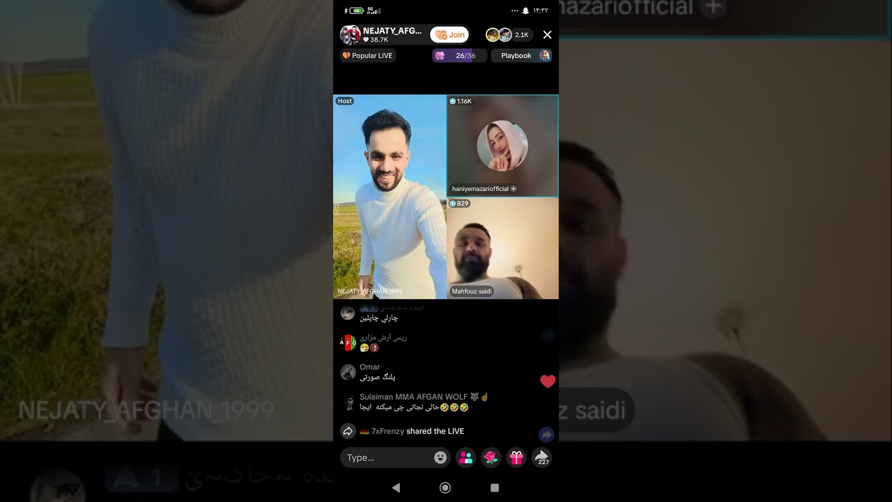 لایف با محفوظ پنجشیری هانیه و نجاتی 