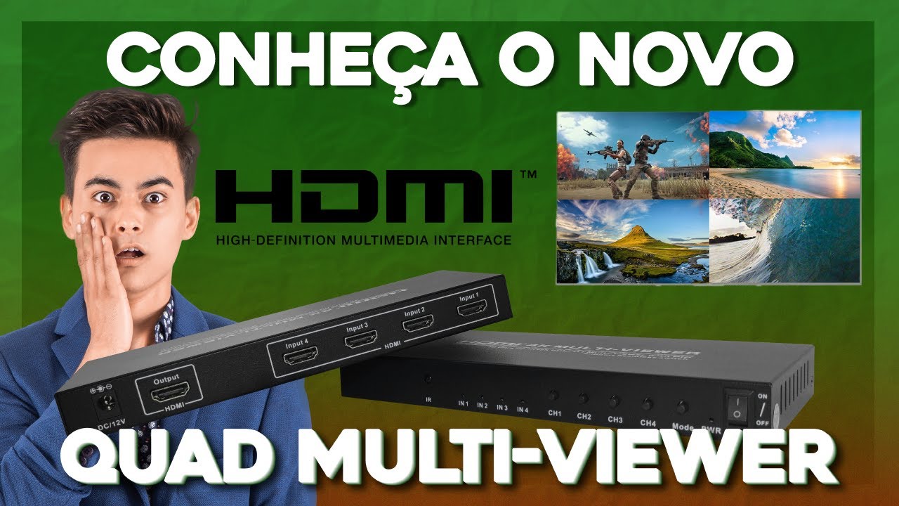 NOVO QUAD MULTI-VIEWER 4x1 | 4 TELAS EM 1 MONITOR | SWITCH QUAD HDMI FULL HD