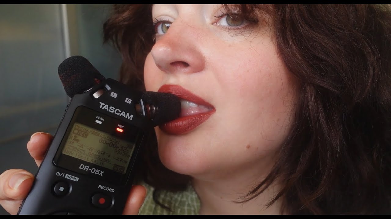 ASMR tascam mic biting  and ear eating with foam cover (super tingly, mouth sounds, no talking)