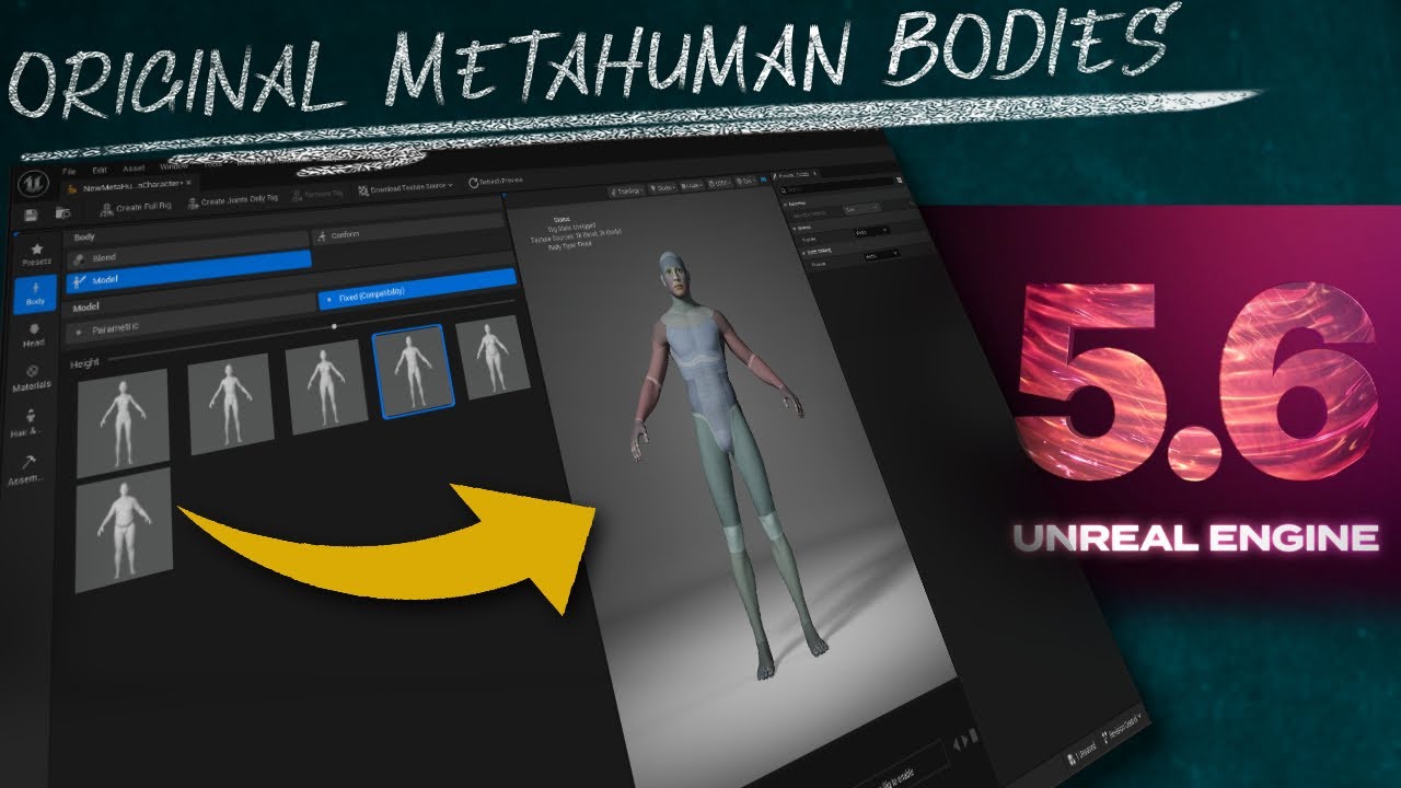 Use Original Metahuman Bodies in Unreal Engine 5.6 MHC