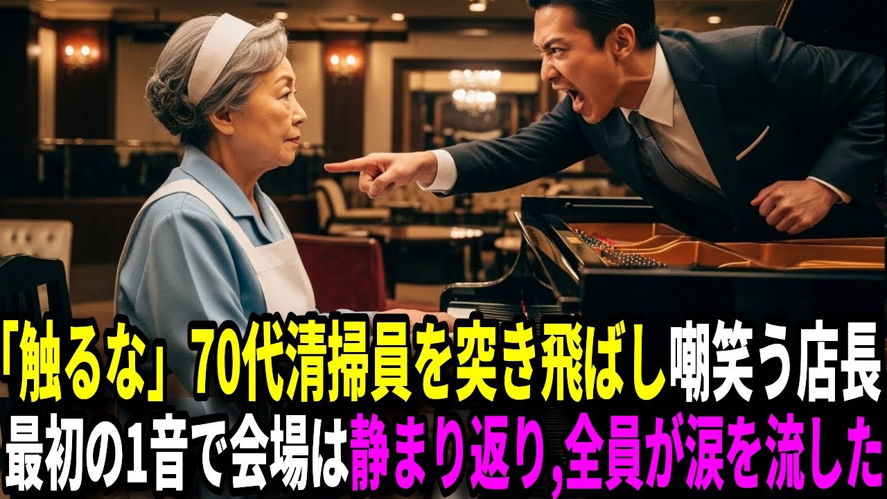 「清掃員がピアノ？」70代の老婆を笑い者にした店長、彼女が最初の1音を弾いた途端…会場が凍りついた【感動する話】