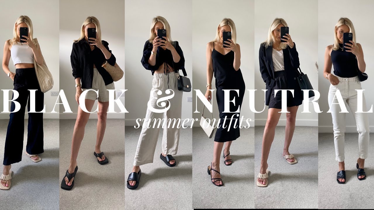 BLACK AND NEUTRAL SUMMER OUTFITS!! Summer styling with Zara, H&M, Mango and more!