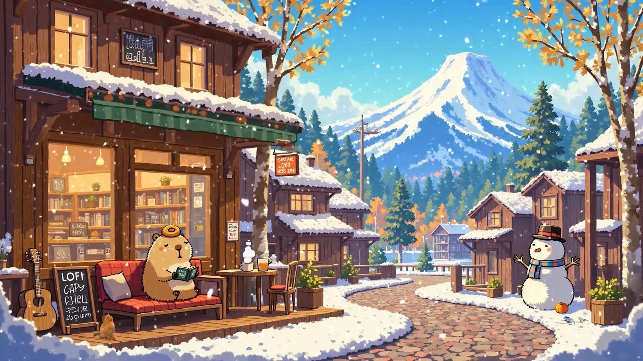 Snowy Coffee Shop Ambience with Smooth Lofi Chill Music ❄️ Lofi Deep Focus to study/work/relax