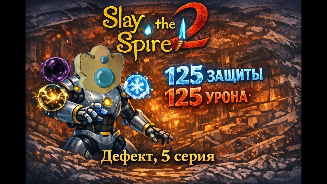 Slay the Spire 2, Дефект, 5 Серия. ВЫКАТЫВАЕМ АВТОМАТОНА на 125 ЗАЩИТЫ и 125 УРОНА.