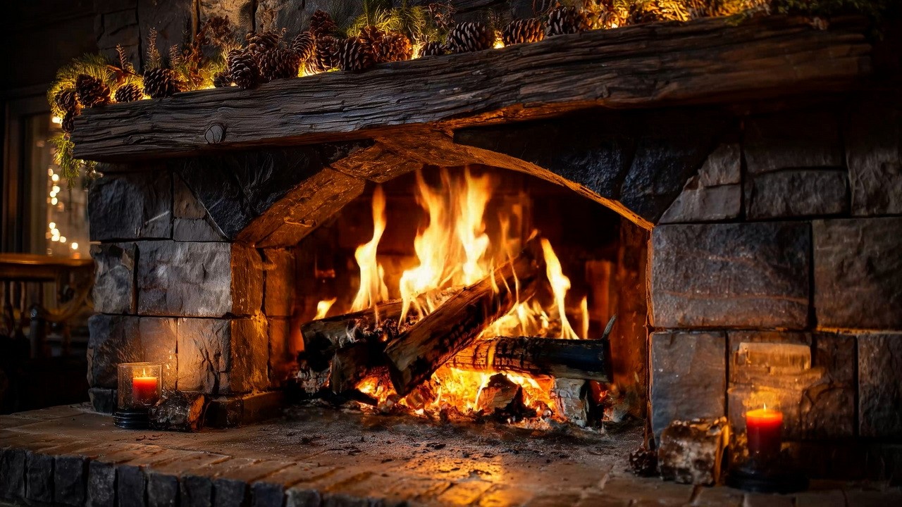 Perfect March Evening by the Fireplace 4K | Flickering Flames & Relaxing Crackles for Chill Mood