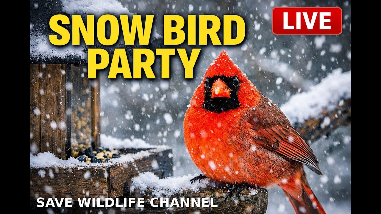 LIVE Snow Day Birdwatching #Live #NatureLive #RelaxingLive #SnowBirds #BirdsInSnow #snowfall