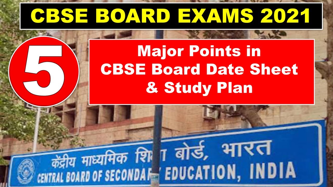 5 Major points in the date sheet of CBSE Board Exams 2021, Class 12th & 10th Study Plan for Boards