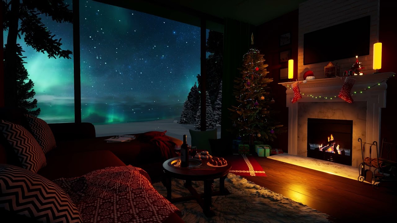Chimenea de Navidad con Nieve y Fuego Crepitante | Sonidos para Dormir, Relajarse o Leer | 2 Hs ASMR