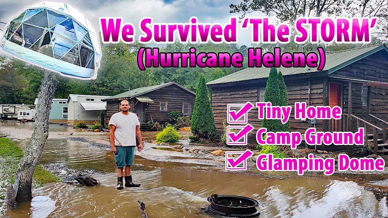 Our Tiny Home Glamping Dome survived the 'STORM' Hurricane Helene Hits our Campground HARD!