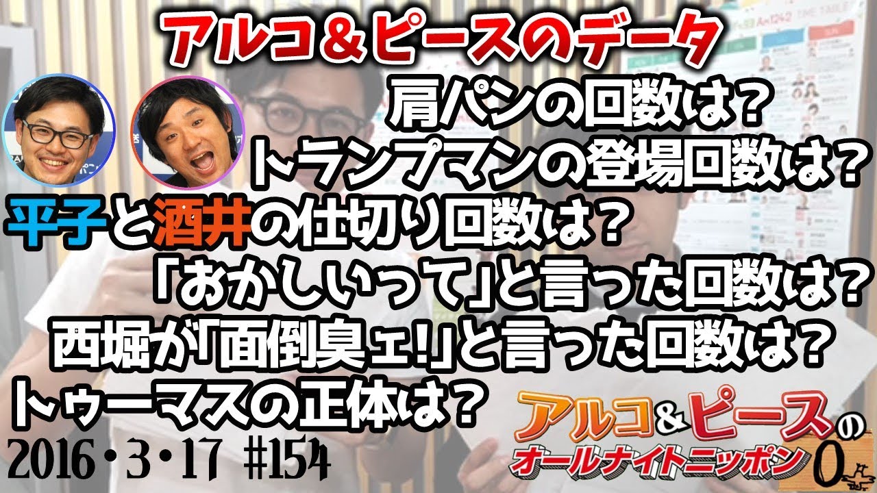 【アルピーANN0】EPISODE50/数　アルコ＆ピースのオールナイトニッポン0編集版　2016/3/17
