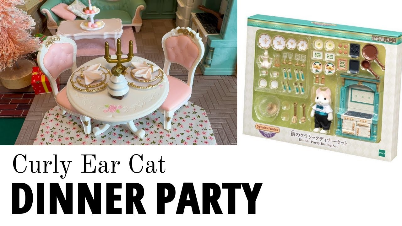 Calico Critters Curly Ear Cat DINNER PARTY! 🤯 Time-lapse setup, party, & more! Sylvanian Families