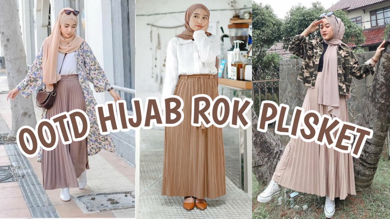 OOTD HIJAB ROK PLISKET || OOTD REMAJA KEKINIAN