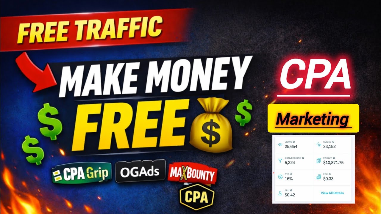 How to Make Money With CPA Marketing Using FREE Traffic | CPAgrip, OGAds, MaxBounty