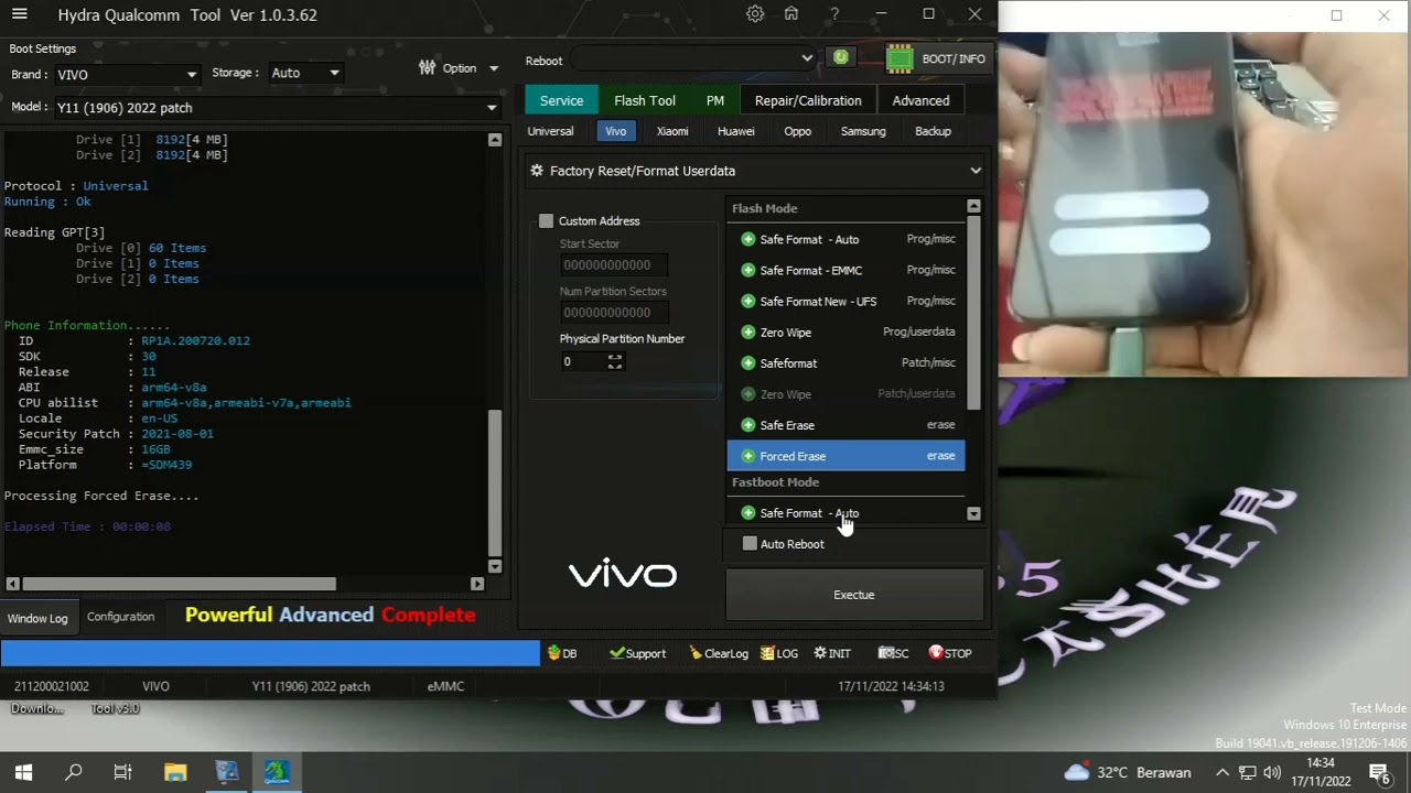 unlock pola vivo y11 via hydra tool one klik