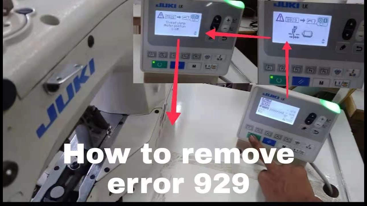 Juki LK 1900B SS Bartack sewing machine how to remove error 929