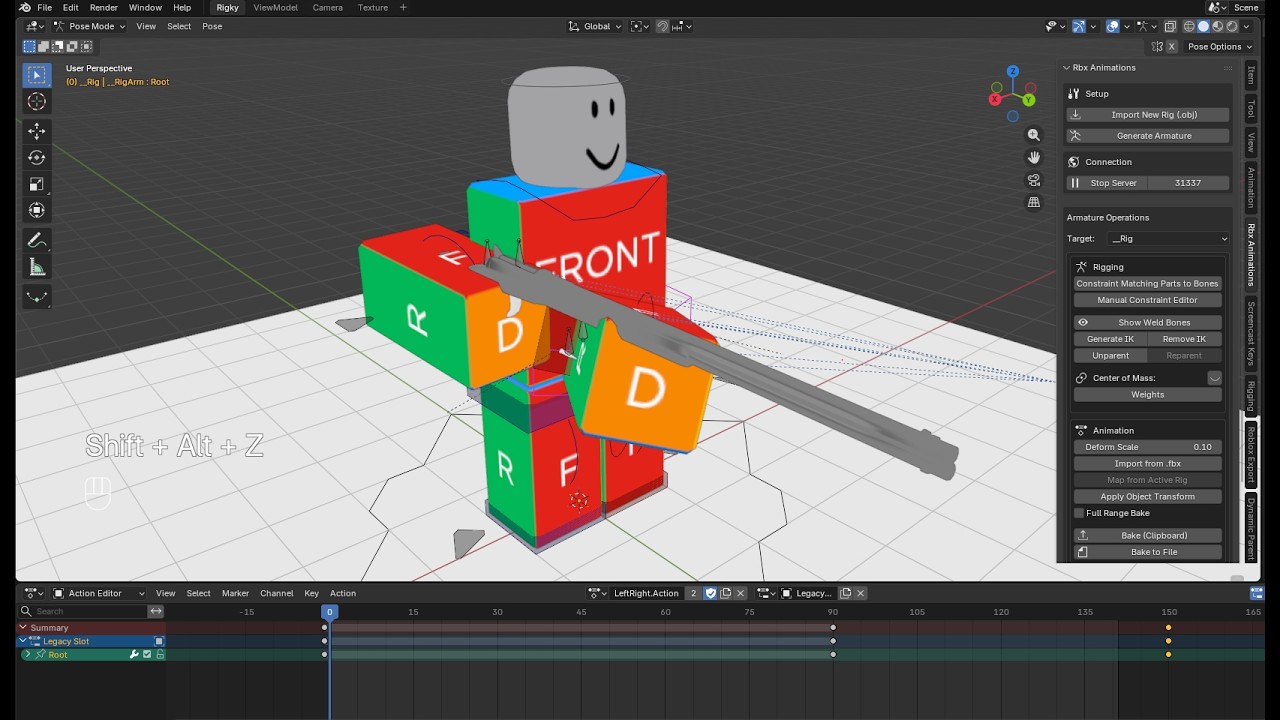 fastest way to export weapons to blender (and modify their bones) - roblox blender tutorial