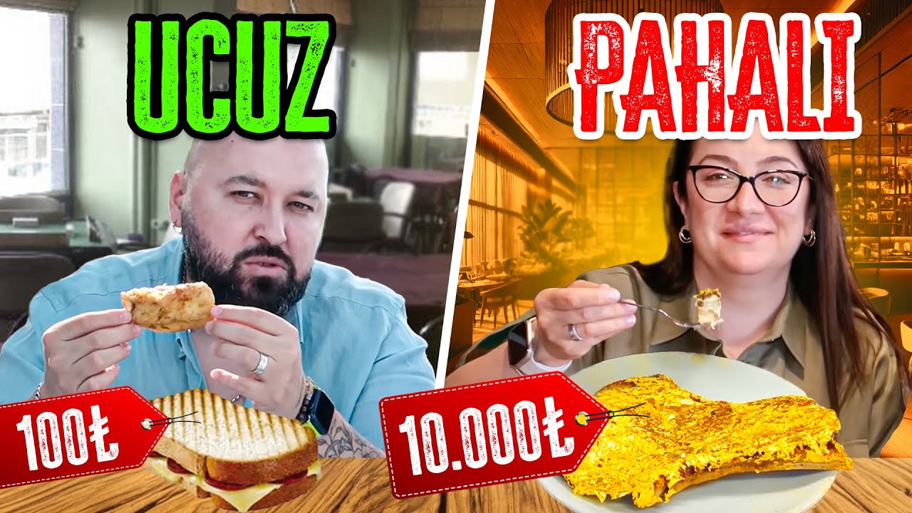 EŞİMLE MEKANDAKİ EN UCUZ VE EN PAHALI YEMEKLERİ YEDİK! UCUZ PAHALI PART-2