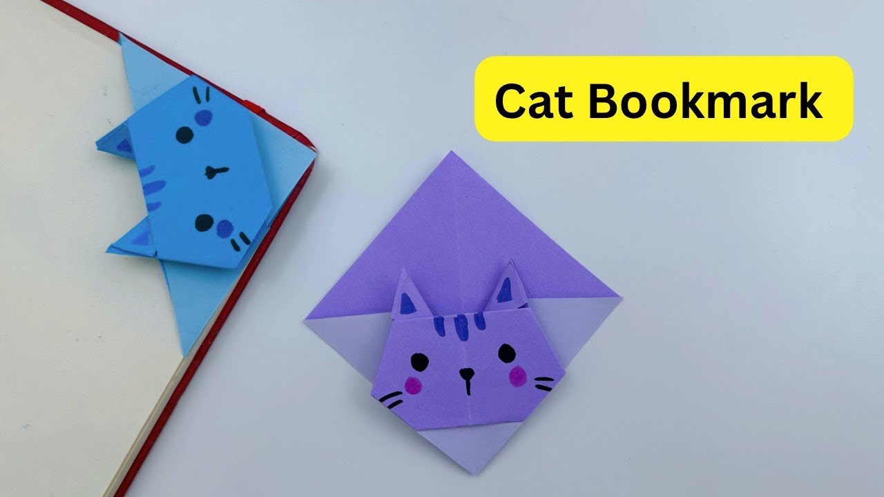 DIY Paper CAT Corner Bookmark!!! Paper Crafts For School / Origami CAT Bookmark / Paper Craft