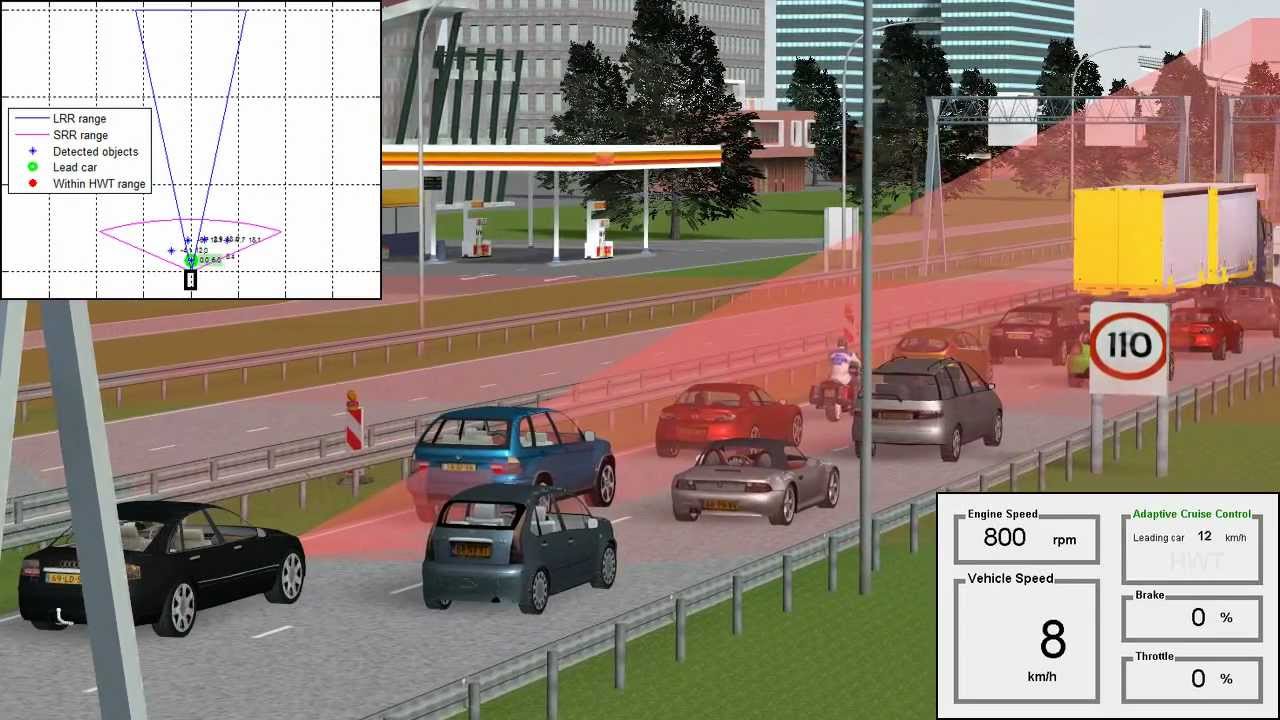 Simulation of Adaptive Cruise Control (ACC) Stop & Go using PreScan software