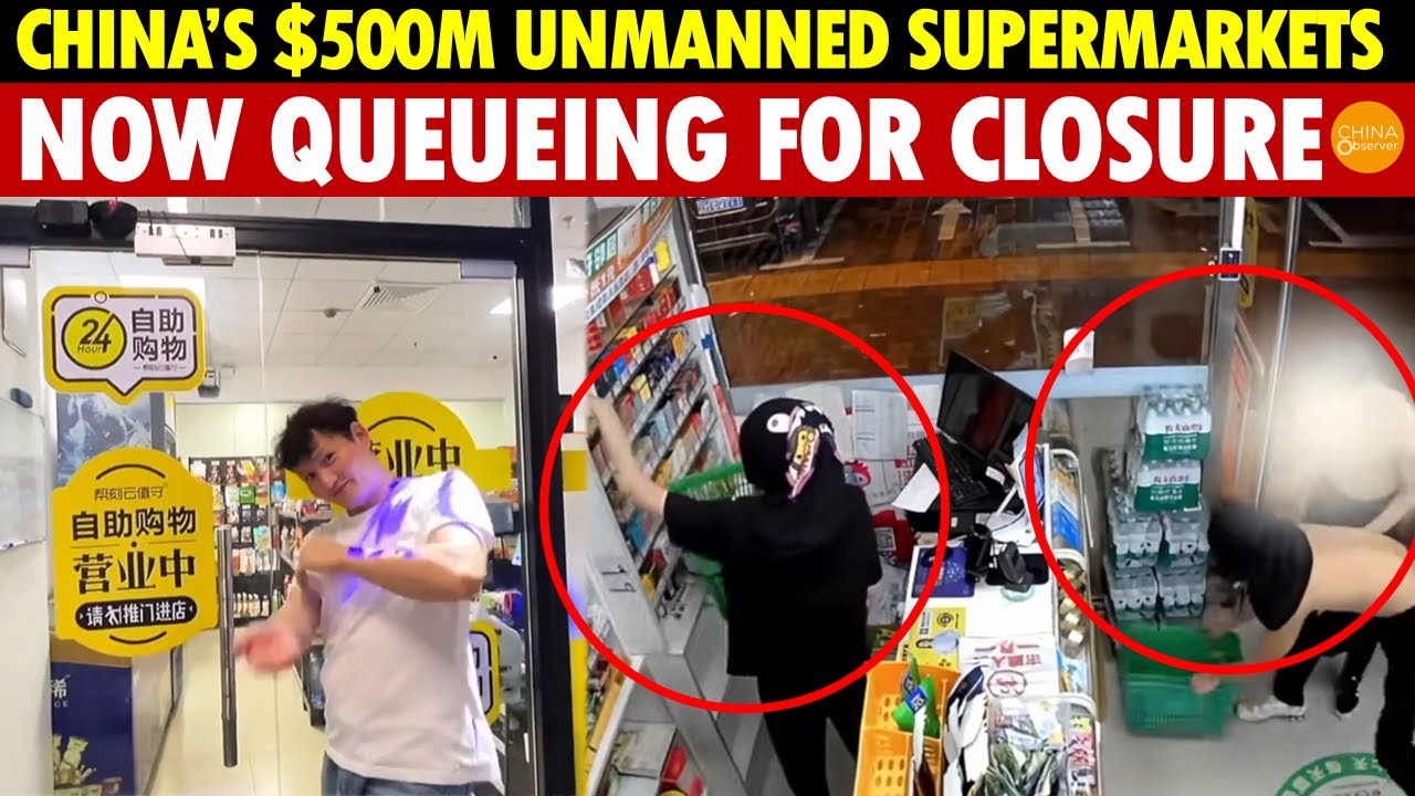 Tragic! China’s $500M Wasted on Unmanned Supermarkets, Now Left in Ruins and Queueing for Closure