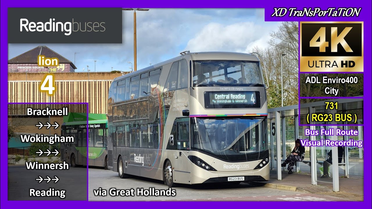 [Reading buses] lion 4 ~ Bracknell Bus Station ➝ Reading, St Mary's Butts【4K UW】