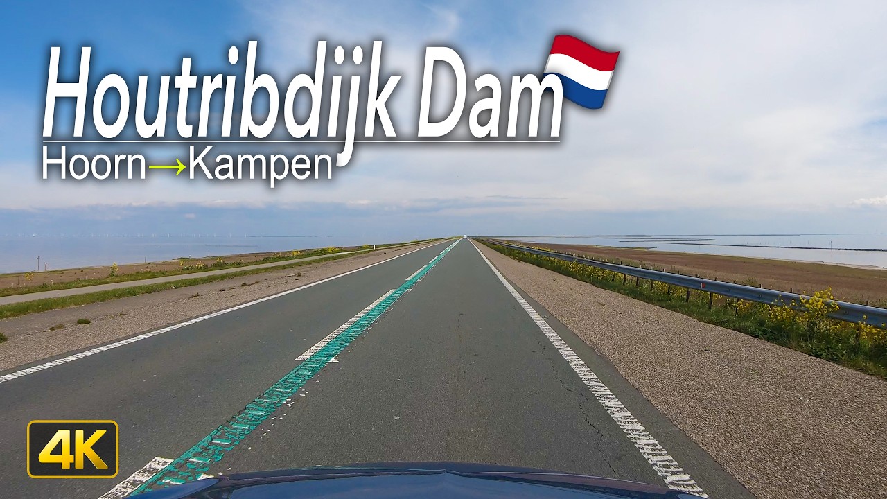 Driving the 27km Houtribdijk from Hoorn to Kampen, Netherlands🇳🇱