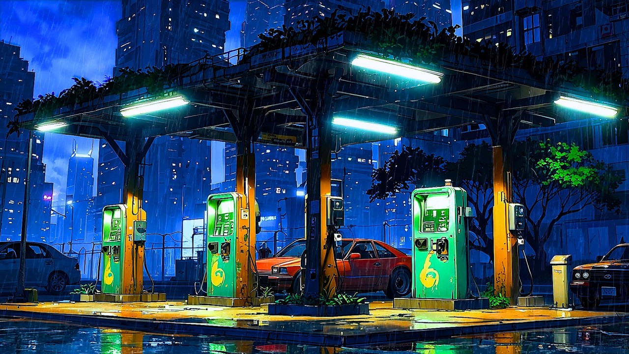 90s Rainy Night at the City Gas Station 🌧️ | Smooth Lofi to Relax