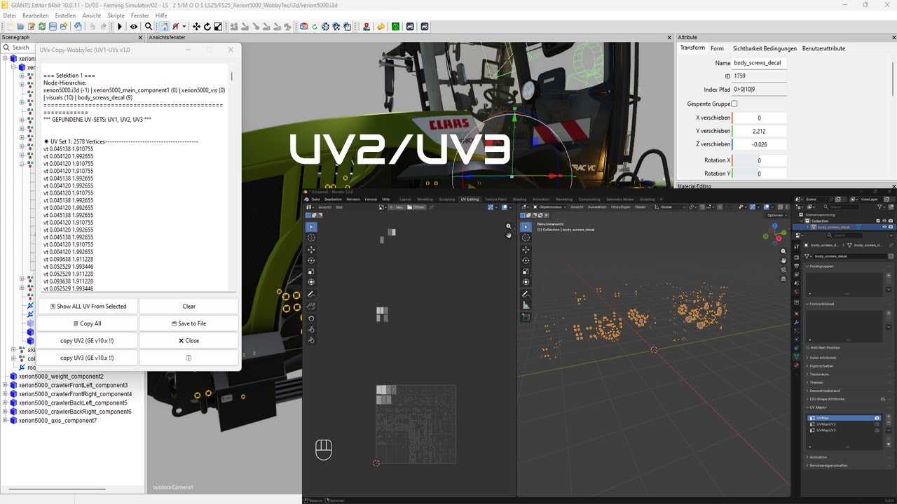 ► FS25/22  - UVxCopy-Tool , UV2/UV3 übernehmen v1.0