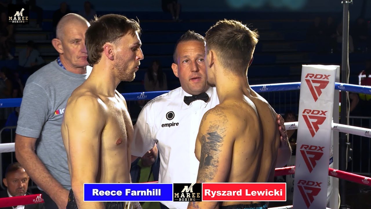 Reece Farnhill vs Ryszard Lewicki on Maree Boxing show at Oldham Leisure Centre (5.10.24)